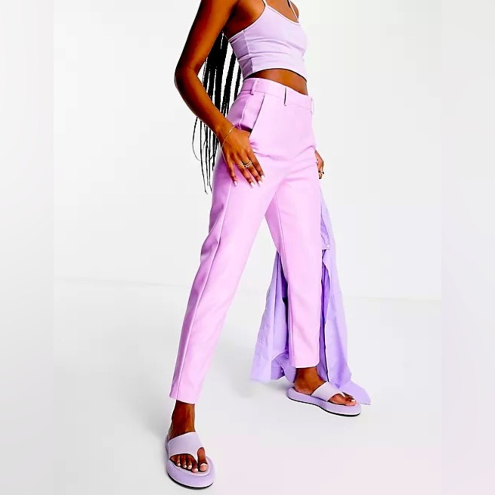 NEW French Connection Crolenda Suit Pants Faux Leather Lilac Trousers